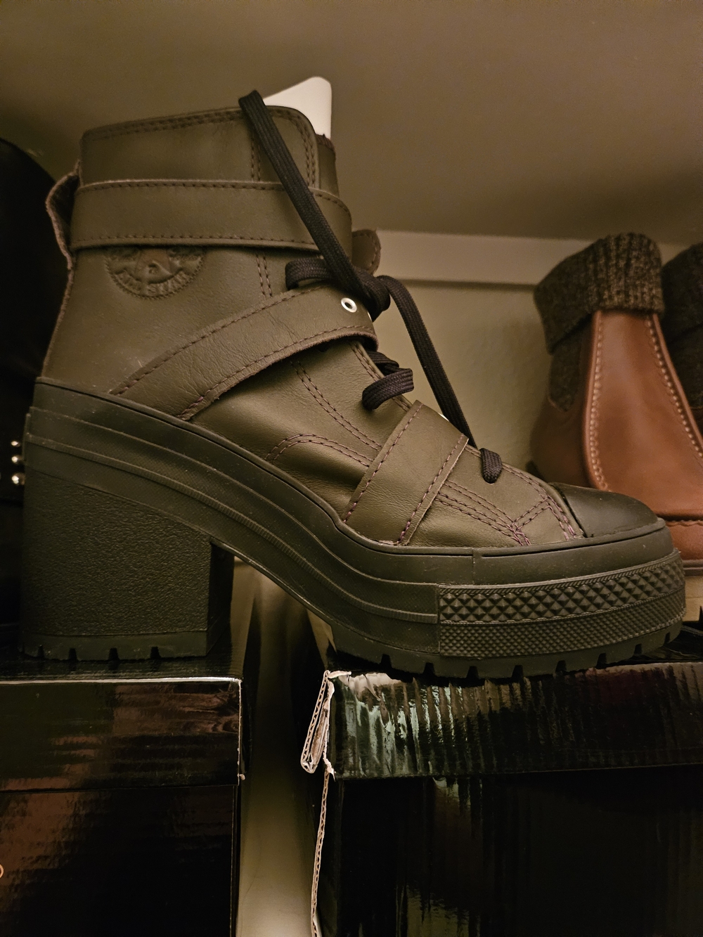Converse Black Chunky Platform Lace-Up Ankle Boots